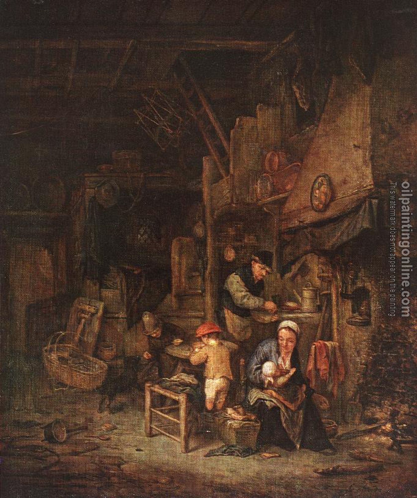 Ostade, Adriaen Jansz van - Interior with a Peasant Family